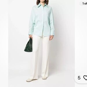 Vince tie back organic cotton button up top NWOT